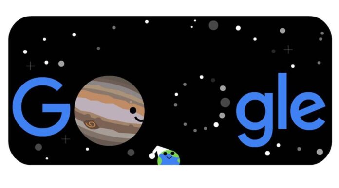 Google Doodle celebrates the winter solstice and the great conjuncture of Jupiter and Saturn