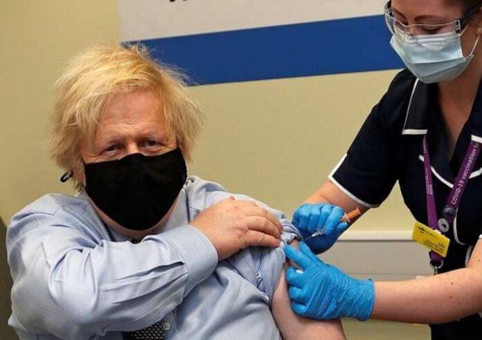 Boris Johnson, the Prime Minister of the United Kingdom, receives the first dose of the AstraZeneca COVID-19 vaccine. Boris Johnson, the Prime Minister of the United Kingdom, receives the first dose of the AstraZeneca COVID-19 vaccine.