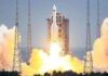 Over the Indian Ocean, a segment of a Chinese rocket disintegrates