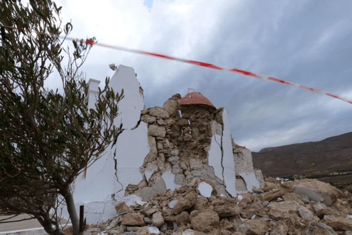 A powerful earthquake with a magnitude of 6 strikesA powerful earthquake with a magnitude of 6 strikes a Greek vacation island. a Greek vacation island. A powerful earthquake with a magnitude of 6 strikes a Greek vacation island.