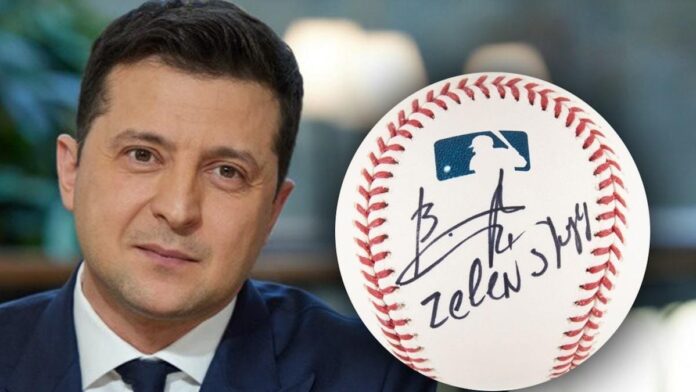 Volodymyr Zelensky Signed Baseball to be Auctioned; Proceeds to Benefit Ukraine Relief Efforts Volodymyr Zelensky Signed Baseball to be Auctioned; Proceeds to Benefit Ukraine Relief Efforts