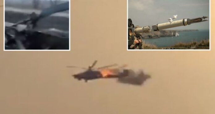 Ukrainian missile, Russian helicopter splits, Ukrainian forces