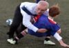 friendly soccer match, Australia's Prime Minister Barrels, Barrels Into a Child, Politicians, Prime Minister, Scott Morrison, Red card