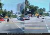 basket falls, falls on a woman, two-wheeler, The incident occurred, Malaysia, Jalan Teluk Kumbar