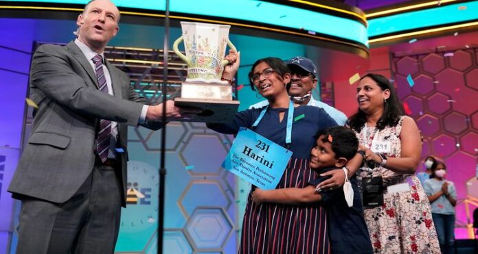 won Harini Logan, an Indian American, historic Spelling Bee, Indian origin, Scripps National Spelling Bee, Texas Class 8 student, 1925, USA, Vikram Raju,