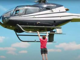 By performing 25 pull-ups, while suspended, from a helicopter, YouTuber breaks, the Guinness World Record