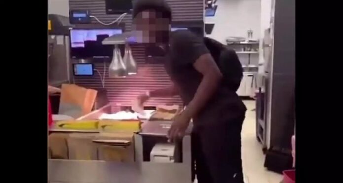 mc 50 teenagers, McDonald's location, UK, steal food and beverages,