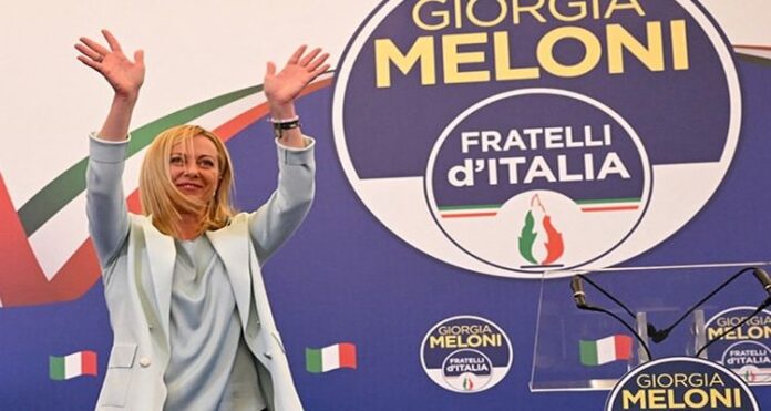 Giorgia Meloni's Euroskeptic, supported Mussolini, World War II, Italy party,