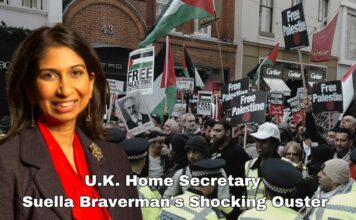 Rishi Sunak Sacked U.K. Home Secretary Suella Braverman following Weekend of Antisemitic and Far-Right Conflict in London Rishi Sunak Sacked U.K. Home Secretary Suella Braverman